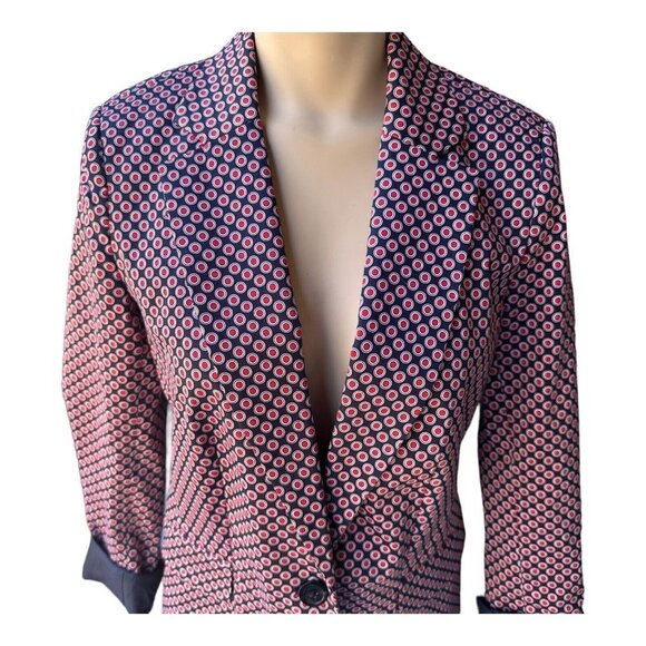 Michael Michael Kors Blazer Jacket Lined Pockets Red Dots Print Women's Sz 8 EUC - Picture 2 of 11